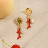 Coral Shell Earrings